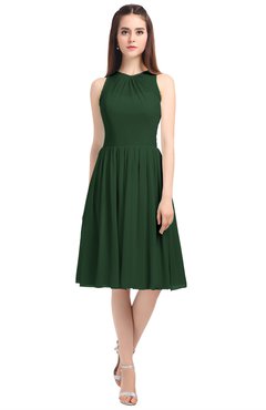 ColsBM Ivory Hunter Green Elegant A-line Jewel Zip up Knee Length Bridesmaid Dresses