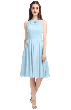 ColsBM Ivory Ice Blue Elegant A-line Jewel Zip up Knee Length Bridesmaid Dresses