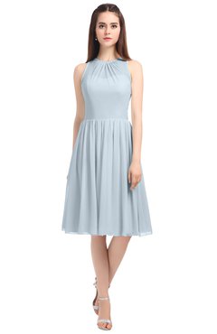 ColsBM Ivory Illusion Blue Elegant A-line Jewel Zip up Knee Length Bridesmaid Dresses