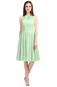 ColsBM Ivory Light Green Elegant A-line Jewel Zip up Knee Length Bridesmaid Dresses