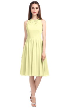 ColsBM Ivory Wax Yellow Elegant A-line Jewel Zip up Knee Length Bridesmaid Dresses