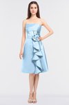 ColsBM Elora Ice Blue Glamorous Sleeveless Zip up Knee Length Flower Bridesmaid Dresses