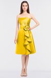 ColsBM Elora Yellow Glamorous Sleeveless Zip up Knee Length Flower Bridesmaid Dresses