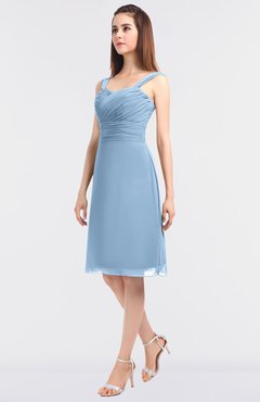 ColsBM Kyla Dusty Blue Simple A-line Spaghetti Sleeveless Knee Length Ruching Bridesmaid Dresses