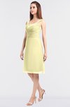 ColsBM Kyla Soft Yellow Simple A-line Spaghetti Sleeveless Knee Length Ruching Bridesmaid Dresses