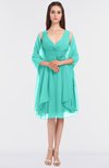 ColsBM Adriana Blue Turquoise Mature V-neck Sleeveless Zip up Knee Length Bridesmaid Dresses