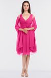 ColsBM Adriana Fandango Pink Mature V-neck Sleeveless Zip up Knee Length Bridesmaid Dresses