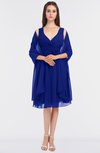 ColsBM Adriana Nautical Blue Mature V-neck Sleeveless Zip up Knee Length Bridesmaid Dresses