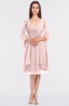 ColsBM Adriana Pastel Pink Mature V-neck Sleeveless Zip up Knee Length Bridesmaid Dresses
