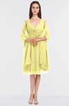 ColsBM Adriana Pastel Yellow Mature V-neck Sleeveless Zip up Knee Length Bridesmaid Dresses