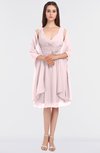 ColsBM Adriana Petal Pink Mature V-neck Sleeveless Zip up Knee Length Bridesmaid Dresses