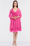 ColsBM Adriana Rose Pink Mature V-neck Sleeveless Zip up Knee Length Bridesmaid Dresses
