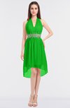 ColsBM Zuri Classic Green Glamorous A-line Halter Sleeveless Zip up Appliques Bridesmaid Dresses