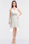 ColsBM Zuri Cloud White Glamorous A-line Halter Sleeveless Zip up Appliques Bridesmaid Dresses