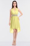 ColsBM Zuri Daffodil Glamorous A-line Halter Sleeveless Zip up Appliques Bridesmaid Dresses