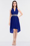 ColsBM Zuri Electric Blue Glamorous A-line Halter Sleeveless Zip up Appliques Bridesmaid Dresses