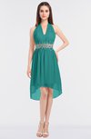 ColsBM Zuri Emerald Green Glamorous A-line Halter Sleeveless Zip up Appliques Bridesmaid Dresses