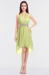 ColsBM Zuri Lime Green Glamorous A-line Halter Sleeveless Zip up Appliques Bridesmaid Dresses