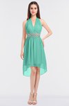 ColsBM Zuri Mint Green Glamorous A-line Halter Sleeveless Zip up Appliques Bridesmaid Dresses