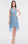 ColsBM Zuri Sky Blue Glamorous A-line Halter Sleeveless Zip up Appliques Bridesmaid Dresses