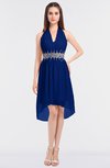 ColsBM Zuri Sodalite Blue Glamorous A-line Halter Sleeveless Zip up Appliques Bridesmaid Dresses