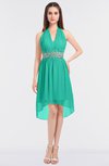 ColsBM Zuri Viridian Green Glamorous A-line Halter Sleeveless Zip up Appliques Bridesmaid Dresses