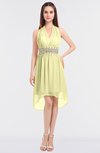 ColsBM Zuri Wax Yellow Glamorous A-line Halter Sleeveless Zip up Appliques Bridesmaid Dresses