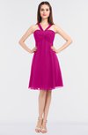 ColsBM Jessica Hot Pink Modern Spaghetti Sleeveless Zip up Knee Length Ruching Bridesmaid Dresses