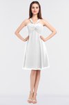 ColsBM Jessica White Modern Spaghetti Sleeveless Zip up Knee Length Ruching Bridesmaid Dresses