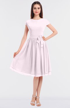 ColsBM Bella Blush Modest A-line Short Sleeve Zip up Flower Bridesmaid Dresses