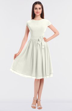 ColsBM Bella Ivory Modest A-line Short Sleeve Zip up Flower Bridesmaid Dresses