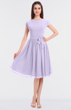 ColsBM Bella Light Purple Modest A-line Short Sleeve Zip up Flower Bridesmaid Dresses
