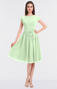 ColsBM Bella Pale Green Modest A-line Short Sleeve Zip up Flower Bridesmaid Dresses