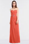 ColsBM Cassidy Living Coral Elegant A-line Strapless Sleeveless Floor Length Bridesmaid Dresses
