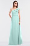ColsBM Kelsey Blue Glass Elegant A-line Zip up Floor Length Ruching Bridesmaid Dresses