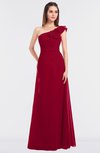 ColsBM Kelsey Dark Red Elegant A-line Zip up Floor Length Ruching Bridesmaid Dresses