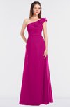 ColsBM Kelsey Hot Pink Elegant A-line Zip up Floor Length Ruching Bridesmaid Dresses