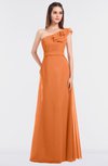 ColsBM Kelsey Mango Elegant A-line Zip up Floor Length Ruching Bridesmaid Dresses