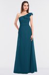 ColsBM Kelsey Moroccan Blue Elegant A-line Zip up Floor Length Ruching Bridesmaid Dresses