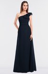 ColsBM Kelsey Navy Blue Elegant A-line Zip up Floor Length Ruching Bridesmaid Dresses