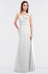 ColsBM Kelsey White Elegant A-line Zip up Floor Length Ruching Bridesmaid Dresses