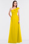 ColsBM Kelsey Yellow Elegant A-line Zip up Floor Length Ruching Bridesmaid Dresses