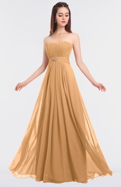ColsBM Claire Apricot Elegant A-line Strapless Sleeveless Appliques Bridesmaid Dresses
