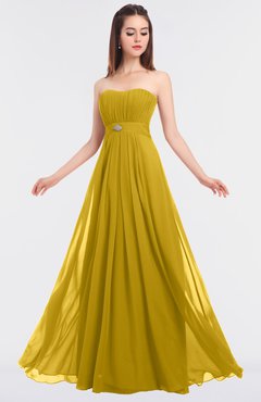 ColsBM Claire Lemon Curry Elegant A-line Strapless Sleeveless Appliques Bridesmaid Dresses