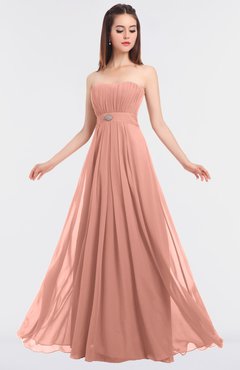ColsBM Claire Peach Elegant A-line Strapless Sleeveless Appliques Bridesmaid Dresses