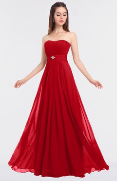 ColsBM Claire Red Elegant A-line Strapless Sleeveless Appliques Bridesmaid Dresses