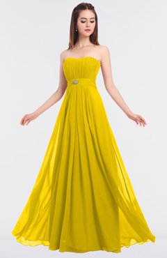 ColsBM Claire Yellow Elegant A-line Strapless Sleeveless Appliques Bridesmaid Dresses
