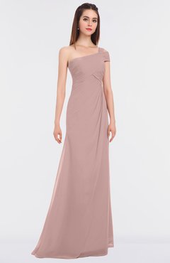 ColsBM Meredith Blush Pink Elegant A-line Asymmetric Neckline Zip up Floor Length Bridesmaid Dresses