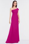 ColsBM Meredith Hot Pink Elegant A-line Asymmetric Neckline Zip up Floor Length Bridesmaid Dresses