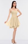 ColsBM Makenna Apricot Gelato Glamorous A-line Strapless Sleeveless Mini Beaded Bridesmaid Dresses